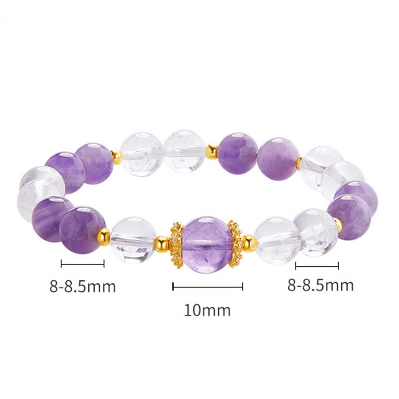 Buddha Stones 925 Sterling Zilveren Armband met Natuurlijke Amethist en Witte Kristal - image 4
