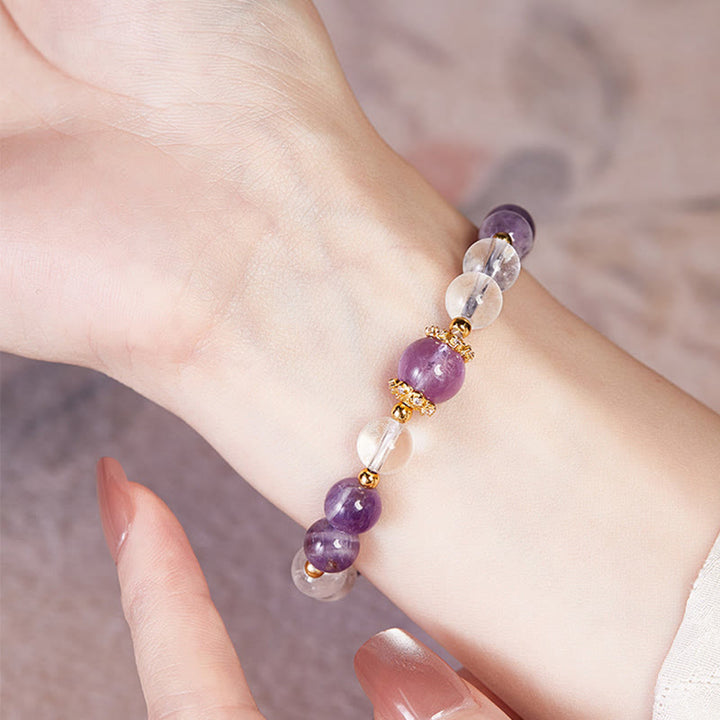 Buddha Stones 925 Sterling Zilveren Armband met Natuurlijke Amethist en Witte Kristal - image 8