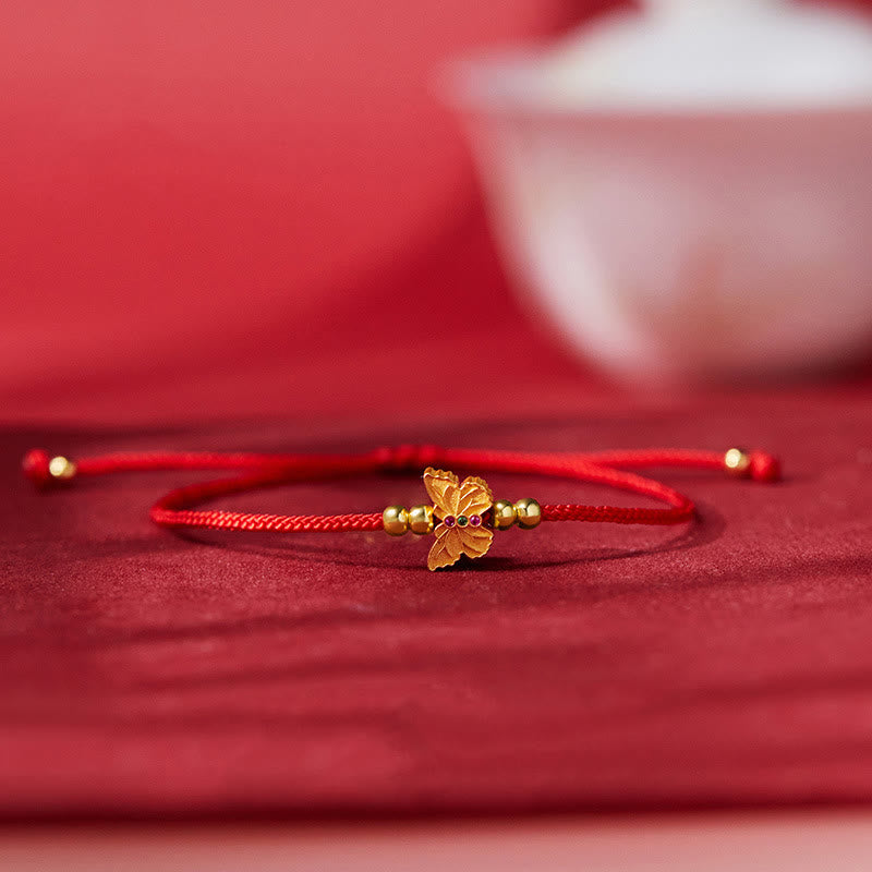 Buddha Stones Armband met rode vlinder en vlinder, 999 sterling zilver, ter bevordering van de kracht. - image 0
