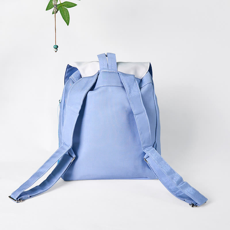 Buddha Stones Handgemaakte, grote canvas Rugzak met geborduurde blauwe magnolia - image 1