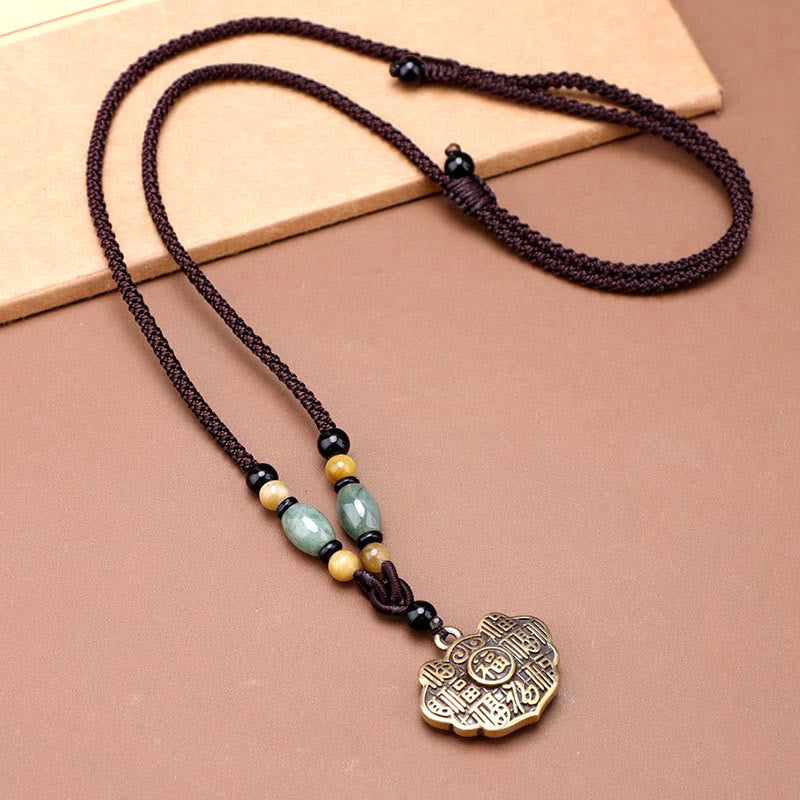 Buddha Stones Koperen messing Fu-karakter gelukstouw Ketting - Fu-personage - image 0