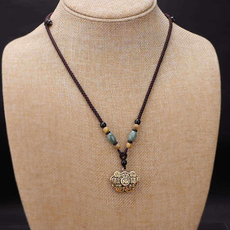 Buddha Stones Koperen messing Fu-karakter gelukstouw Ketting - image 1