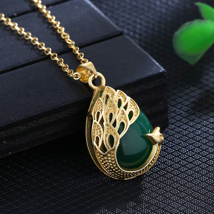 Roze kristalgroene chalcedoon pauw koperen rustgevende liefde Ketting - Groene chalcedoon (Kracht ♥ Moed) - image 4
