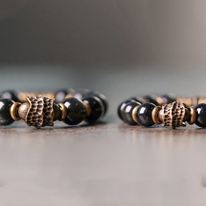 Buddha Stones Regenboog Obsidiaan Koper Liefde Helende Armband - image 6