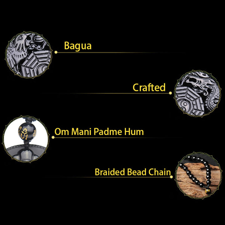Buddha Stones Bagua Draak Feniks Obsidiaan Vervulling Hanger Ketting - image 6