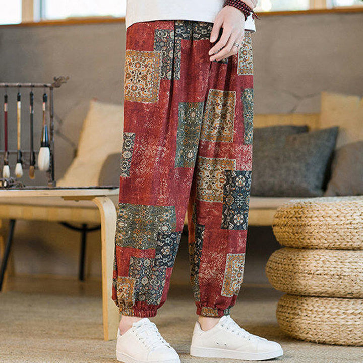Buddha Stones Zomerse vierkante patchwork heren harembroek tot de enkels met Zakken - image 12