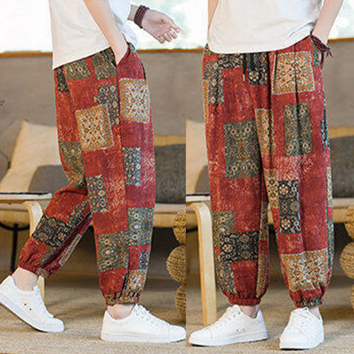 Buddha Stones Zomerse vierkante patchwork heren harembroek tot de enkels met Zakken - image 17