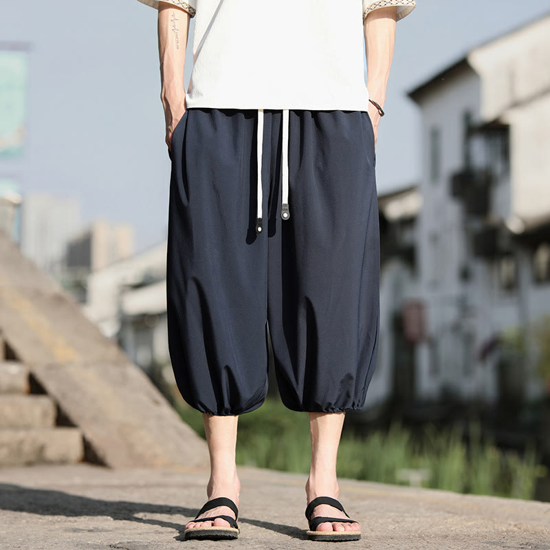 Buddha Stones Stevige heren Cropped broek met Zakken. - Staalblauw - US/UK/AU46, EU56 (5XL) - image 0