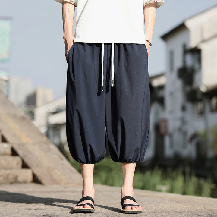 Buddha Stones Stevige heren Cropped broek met Zakken. - Staalblauw - US/UK/AU46, EU56 (5XL) - image 0