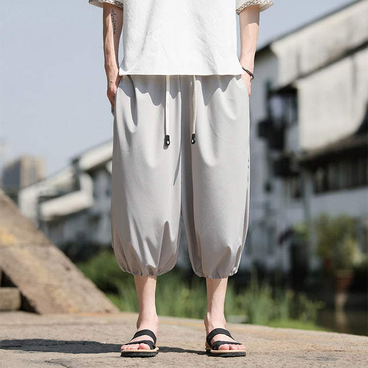 Buddha Stones Stevige heren Cropped broek met Zakken. - Lichtgrijs - US/UK/AU46, EU56 (5XL) - image 9