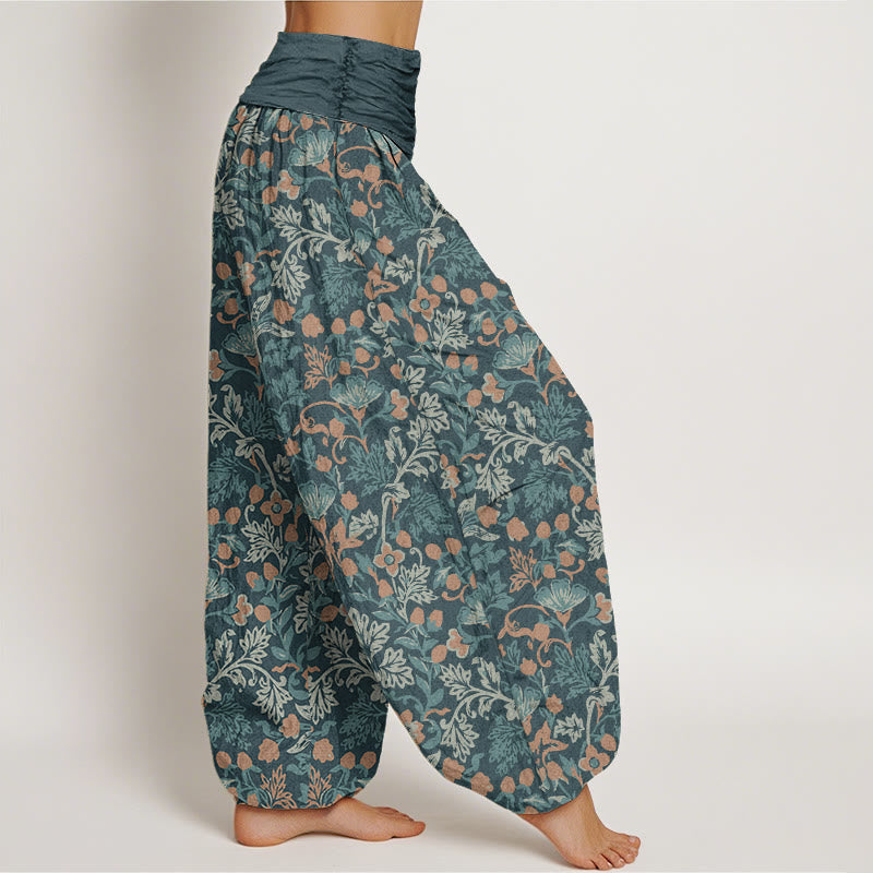 Buddha Stones Casual katoenen harembroek met bloemen- en bladerenpatroon voor dames, elastische Taille - image 1
