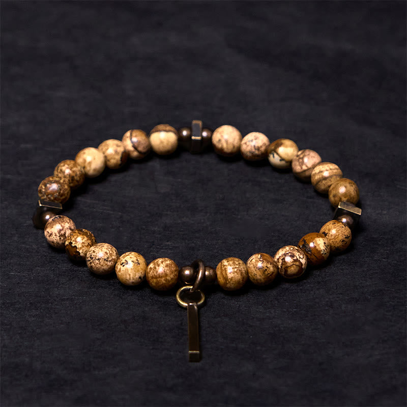 Buddha Stones Armband van koper met een verweerd design voor geluk. - image 2