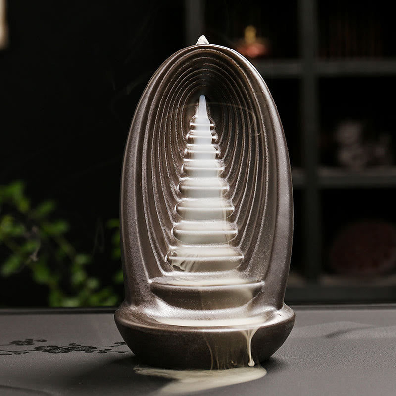 Buddha Stones Trappen Bergen Water Boeddha Hand Keramische Terugstroom Rookfontein Meditatie Wierook Decoratie - Trap 9,7*8,1*16,8 cm - image 0