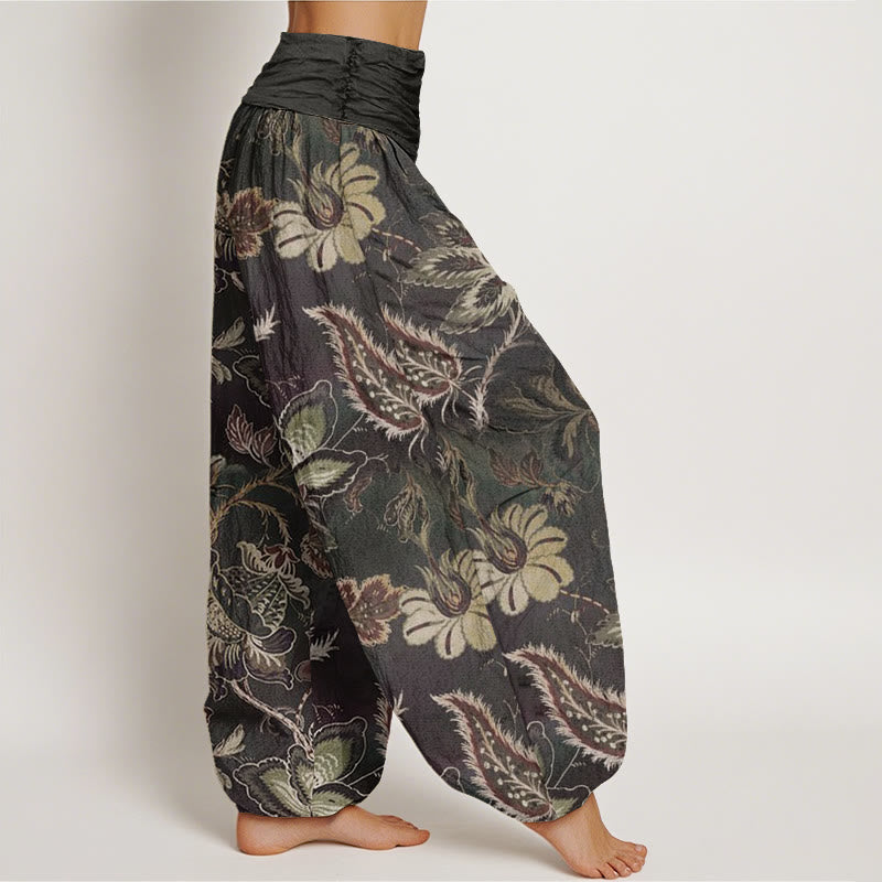 Buddha Stones Casual katoenen harembroek met bloemenprint en elastische Taille voor dames - image 1