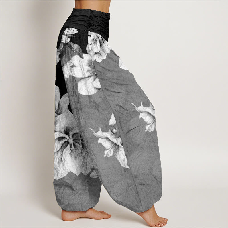 Buddha Stones Dames harembroek met elastische Taille en katoenen cameliaprint - image 9