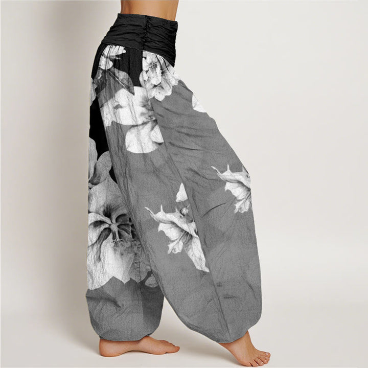 Buddha Stones Dames harembroek met elastische Taille en katoenen cameliaprint - image 9