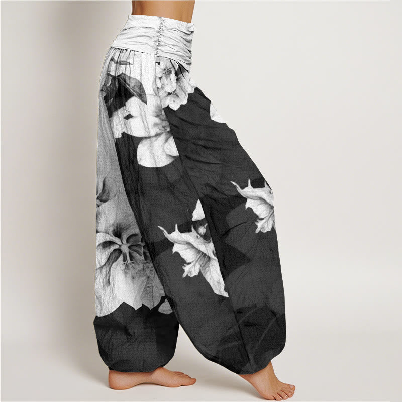 Buddha Stones Dames harembroek met elastische Taille en katoenen cameliaprint - image 2