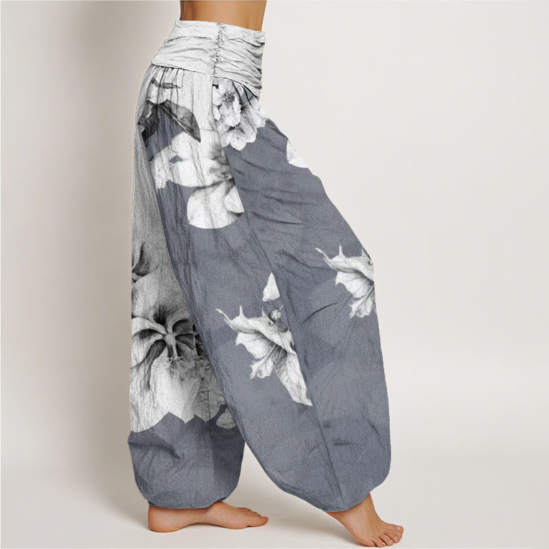 Buddha Stones Dames harembroek met elastische Taille en katoenen cameliaprint - image 6