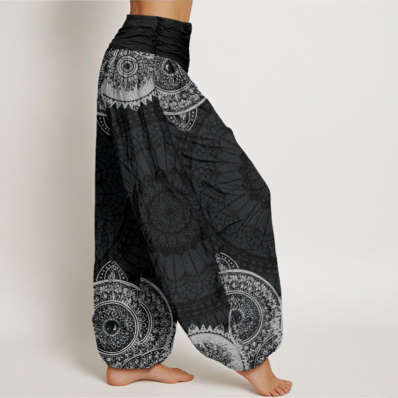Buddha Stones Dames harembroek met elastische Taille en cirkelvormig mandala-design van katoen - image 2