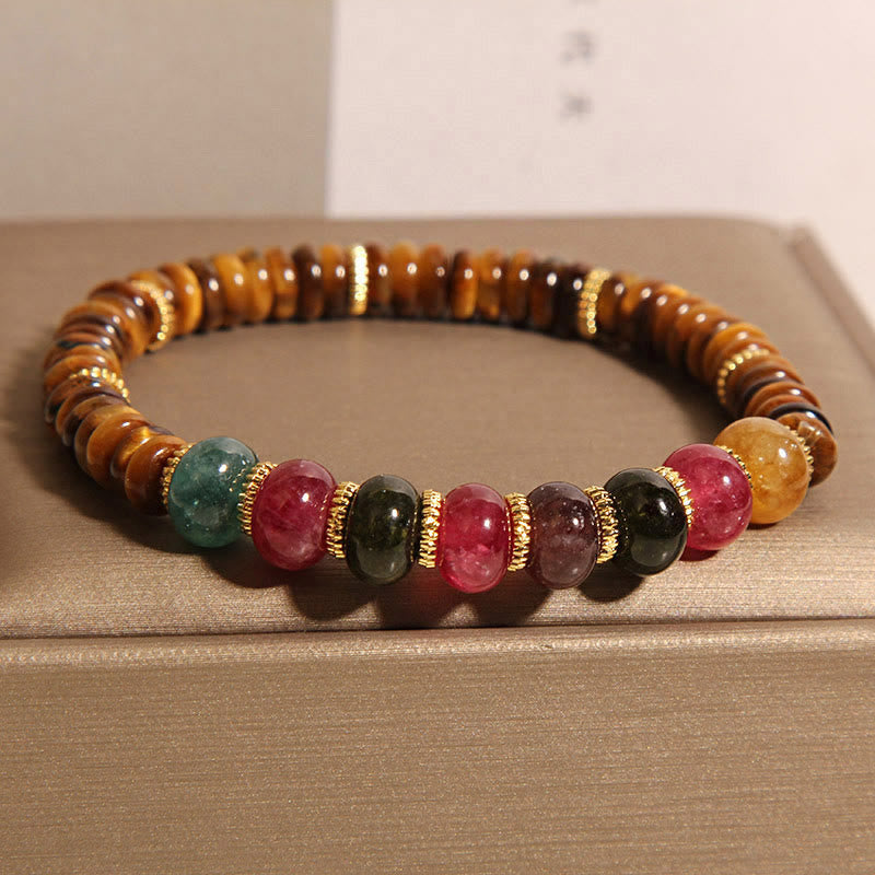 Buddha Stones Natuurlijke tijgeroog toermalijn Armband - Tijgeroog (Polsomtrek: 15-19 cm) - image 0