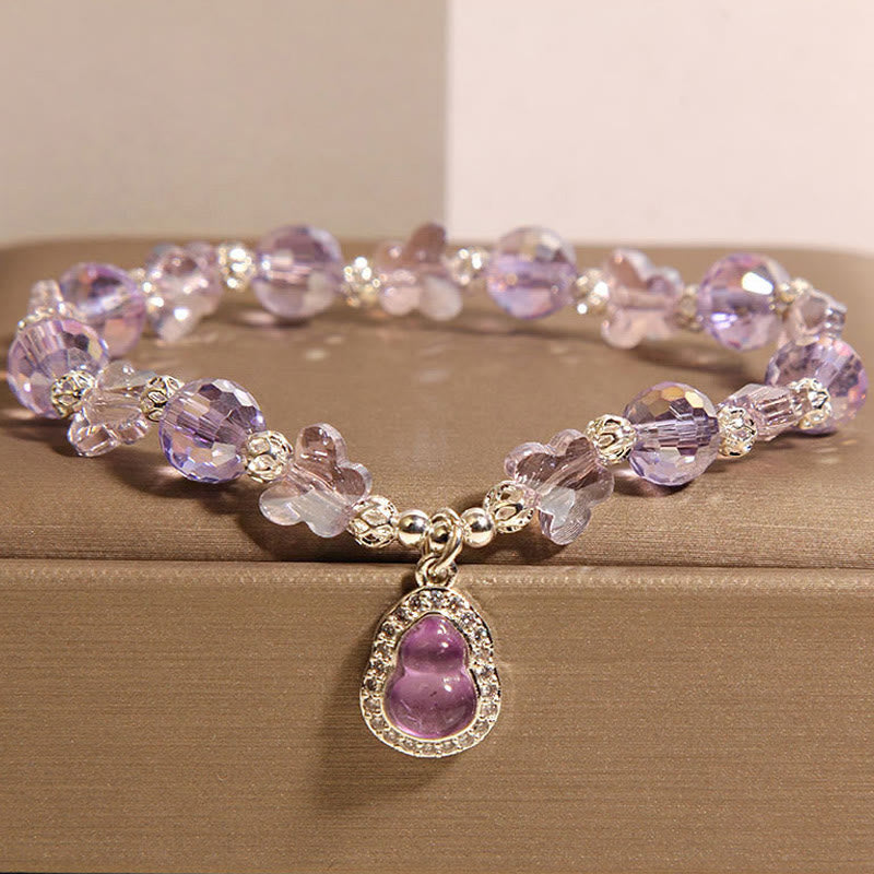 Buddha Stones Vlinderpompoen Amethist Citrien Labradoriet Armband - Amethist (Polsomtrek: 18 cm) - image 0