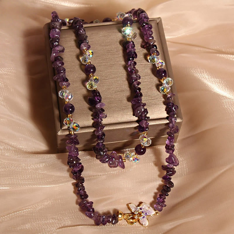 Buddha Stones Vlinderbloem Amethist Aardbeikwarts Balans Ketting - image 1