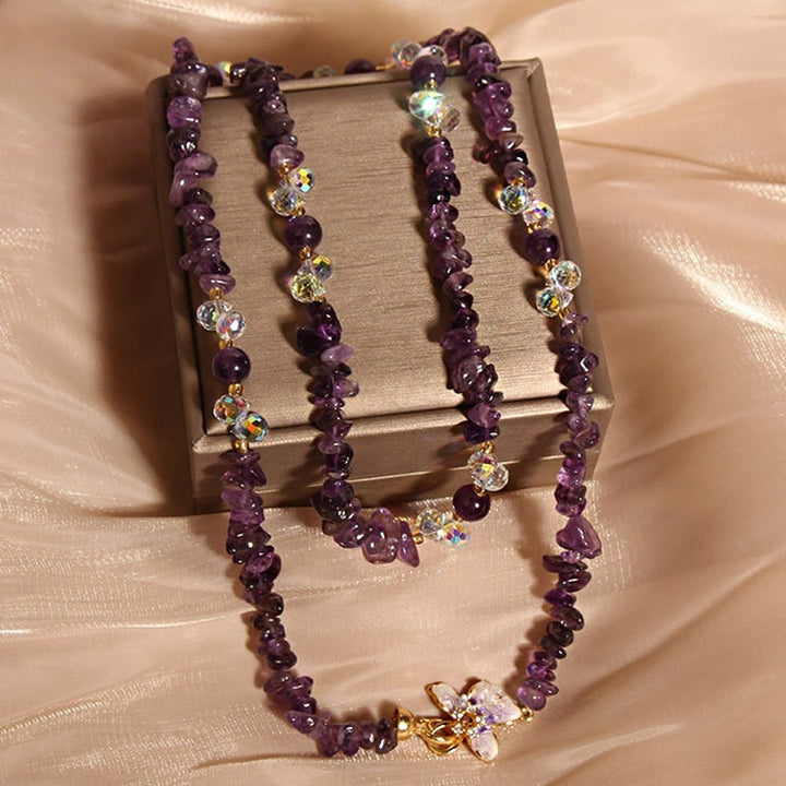 Buddha Stones Vlinderbloem Amethist Aardbeikwarts Balans Ketting - image 1