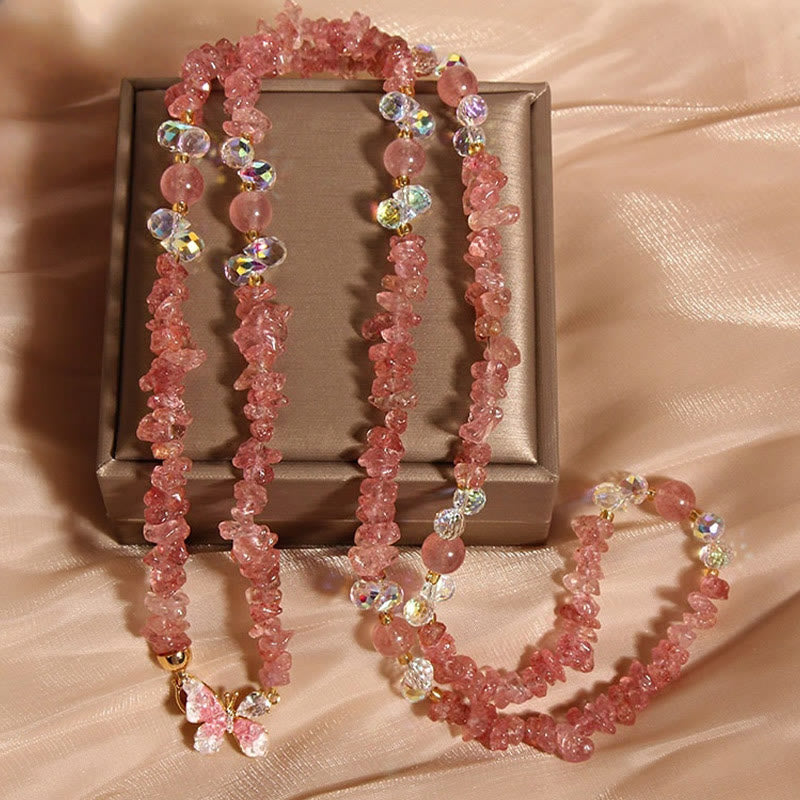 Buddha Stones Vlinderbloem Amethist Aardbeikwarts Balans Ketting - Aardbeikwarts - image 6