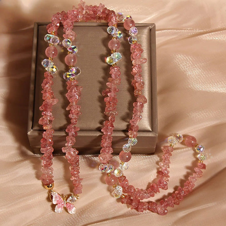 Buddha Stones Vlinderbloem Amethist Aardbeikwarts Balans Ketting - Aardbeikwarts - image 6
