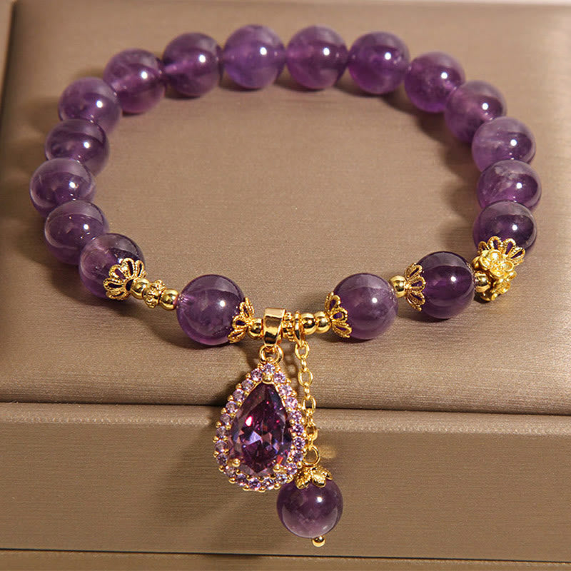 Buddha Stones Natuurlijke amethist waterdruppel Armband - image 1