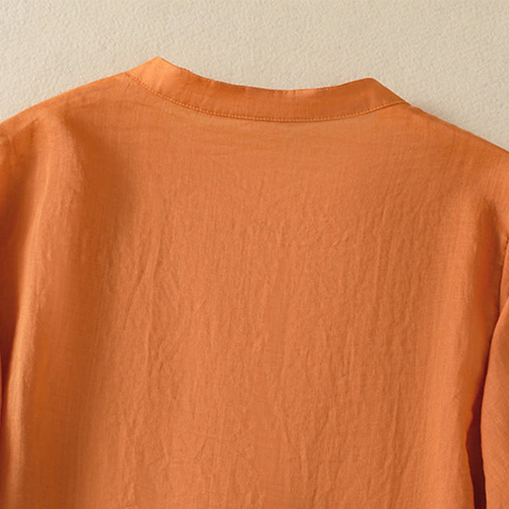 Buddha Stones Dames katoenen shirt met korte Mouwlengte en rozenborduursel, knoopsluiting - image 28