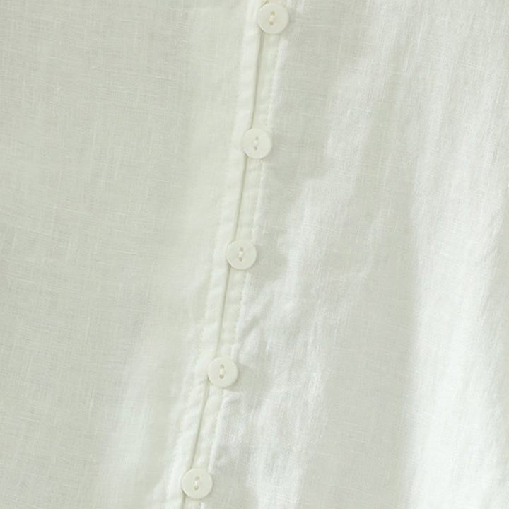 Buddha Stones Damesblouse met effen knoopjes , V-hals en korte Mouwlengte - image 12