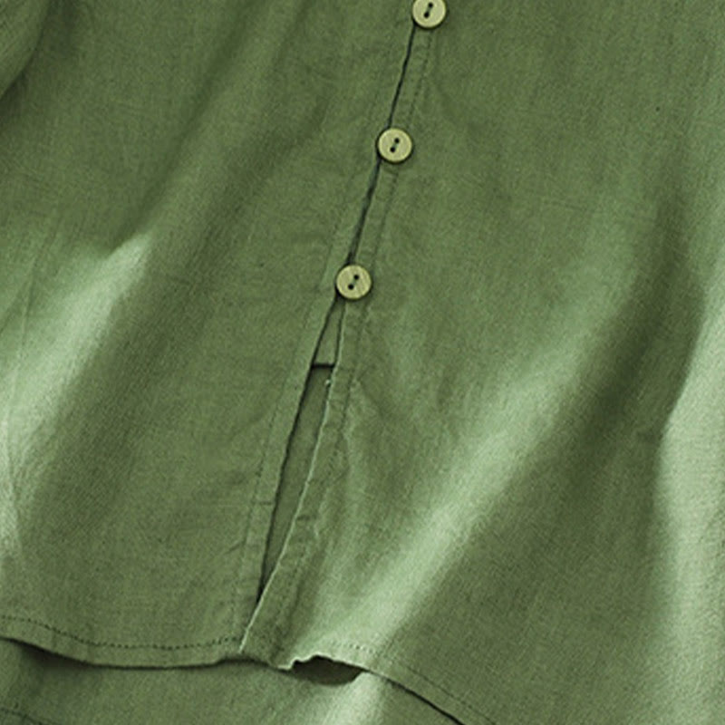Buddha Stones Damesblouse met effen knoopjes , V-hals en korte Mouwlengte - image 19