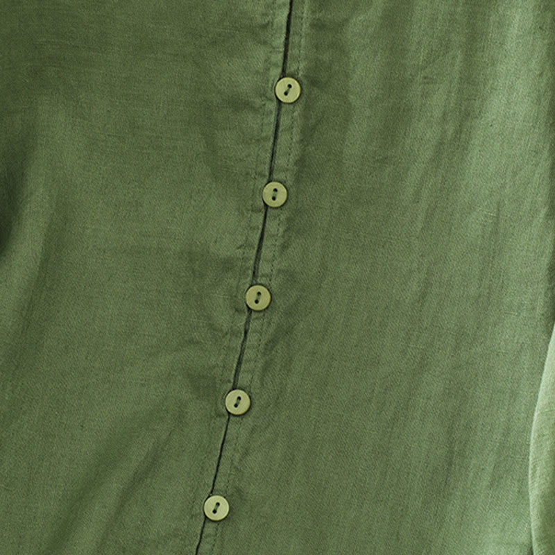 Buddha Stones Damesblouse met effen knoopjes , V-hals en korte Mouwlengte - image 18