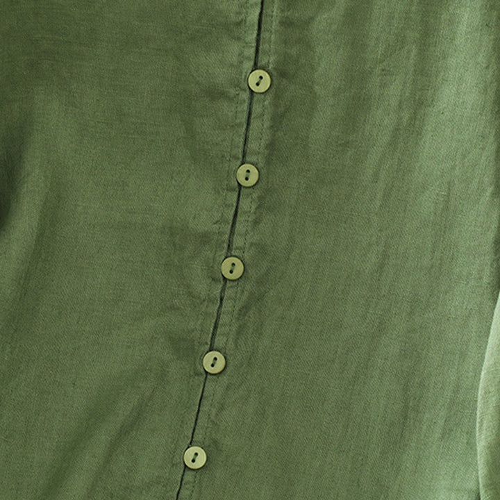 Buddha Stones Damesblouse met effen knoopjes , V-hals en korte Mouwlengte - image 18