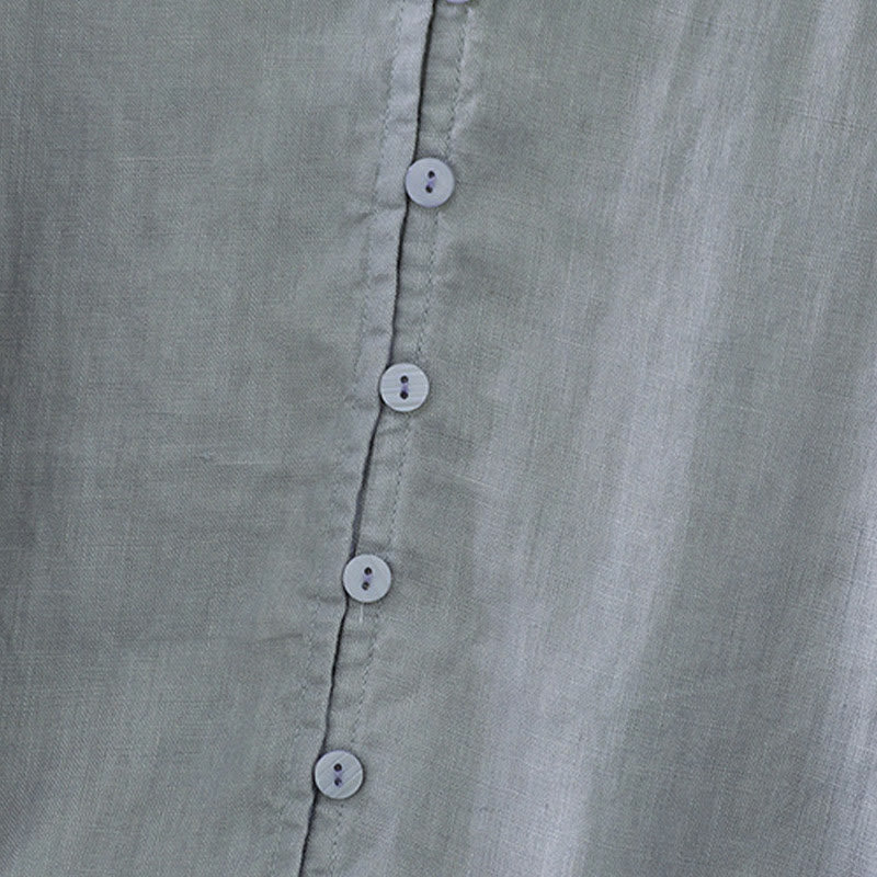 Buddha Stones Damesblouse met effen knoopjes , V-hals en korte Mouwlengte - image 23