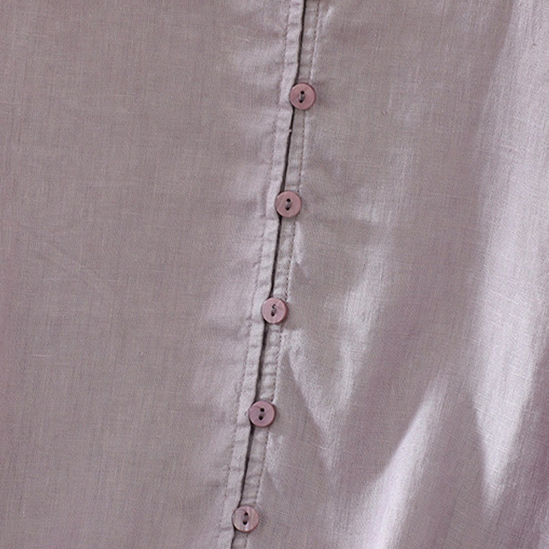 Buddha Stones Damesblouse met effen knoopjes , V-hals en korte Mouwlengte - image 28