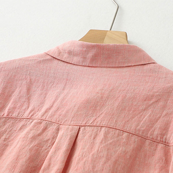 Buddha Stones Casual effen damesblouse met knoopjes en korte Mouwlengte - image 11