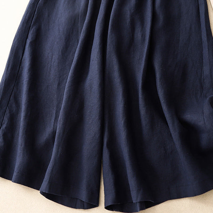Buddha Stones Zomerse dames capri broek met elastische Taille , Cropped en wijde pijpen, met Zakken. - image 14