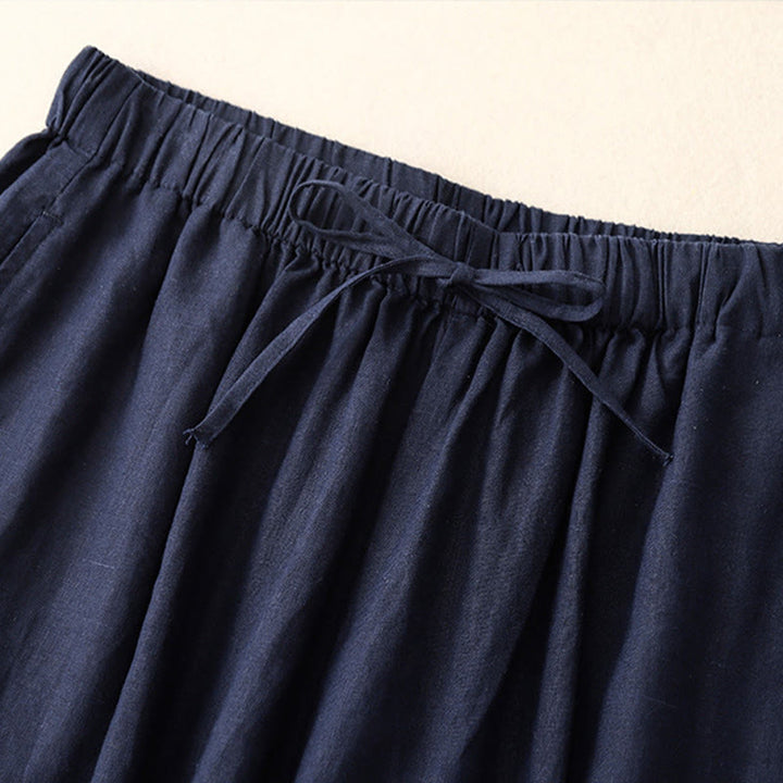 Buddha Stones Zomerse dames capri broek met elastische Taille , Cropped en wijde pijpen, met Zakken. - image 12