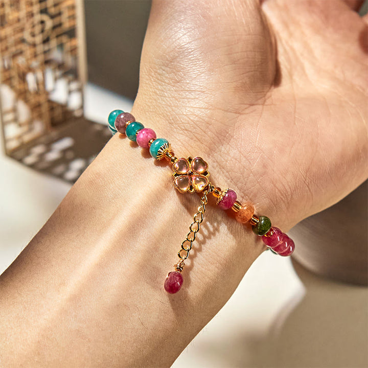 Buddha Stones Toermalijn klavertje vier bloem Armband - image 4