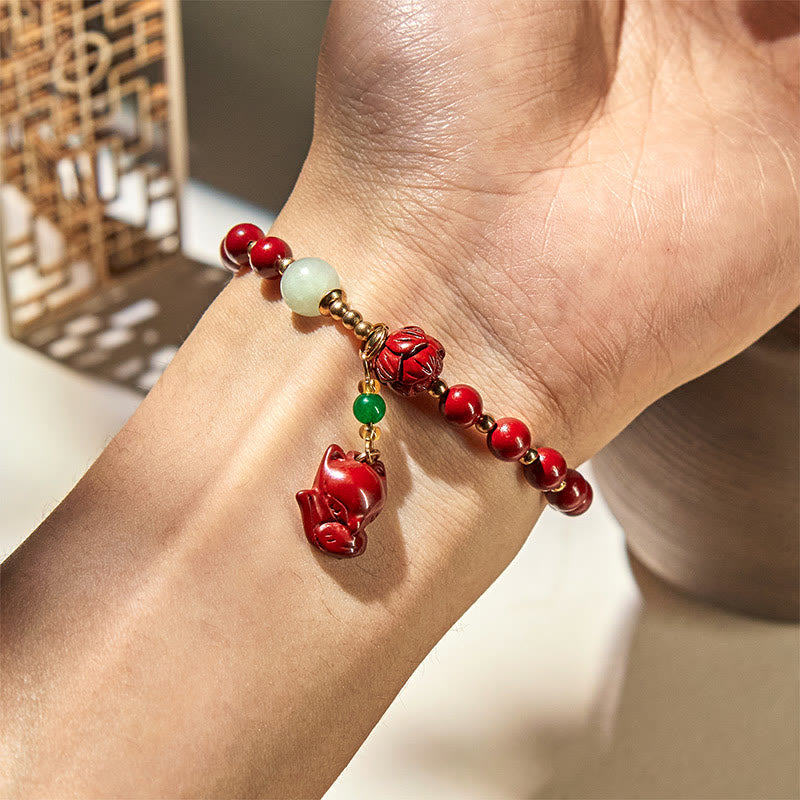Buddha Stones Cinnabar Lotus schattige vos bedeltje Armband - image 4