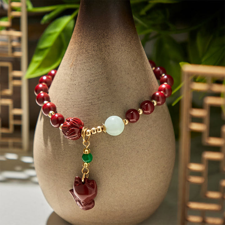 Buddha Stones Cinnabar Lotus schattige vos bedeltje Armband - image 3