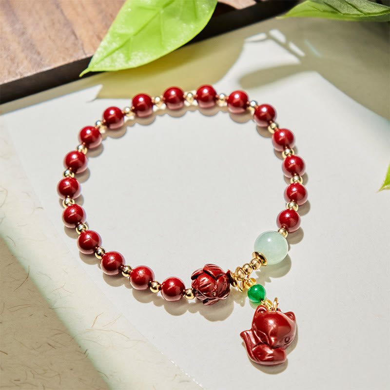 Buddha Stones Cinnabar Lotus schattige vos bedeltje Armband - image 1