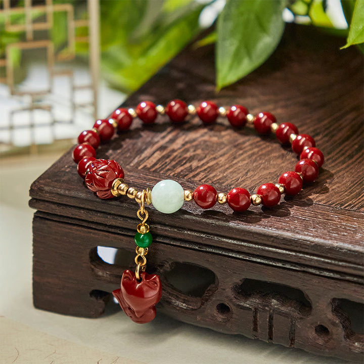 Buddha Stones Cinnabar Lotus schattige vos bedeltje Armband - image 2
