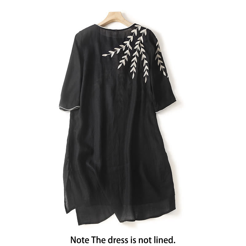 Buddha Stones Casual Midi jurk met borduursels en Mouwlengte - image 1
