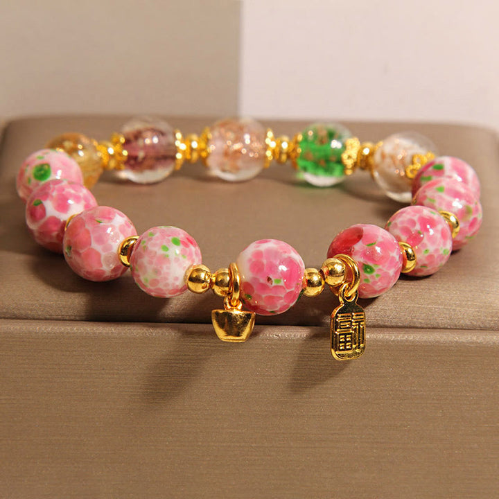 Buddha Stones Roze Liuli Armband met Fu-figuurtje - Liuli (Polsomtrek 15-16 cm) - image 0