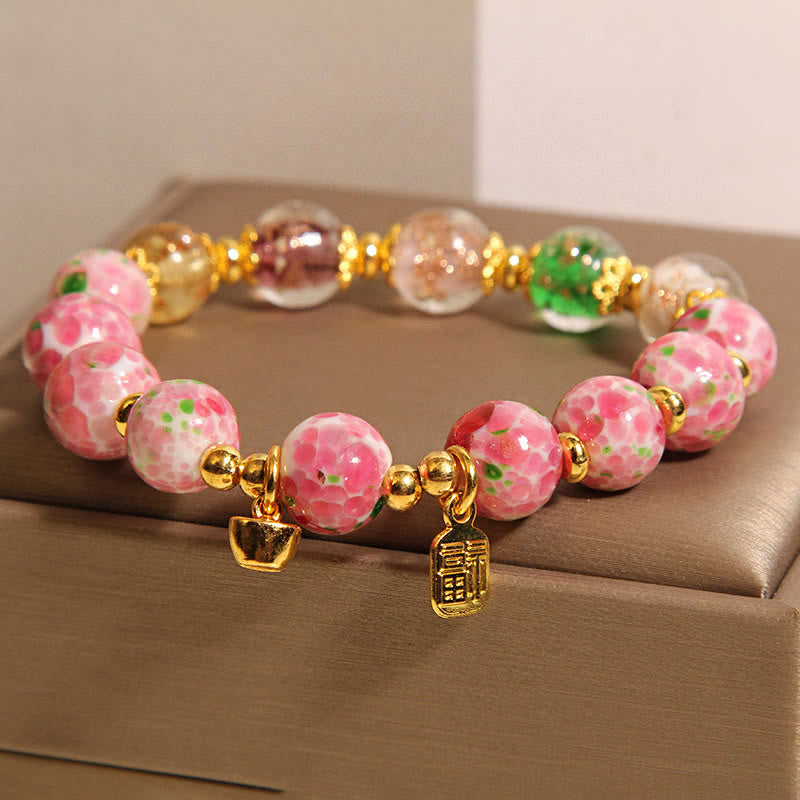 Buddha Stones Roze Liuli Armband met Fu-figuurtje - image 1