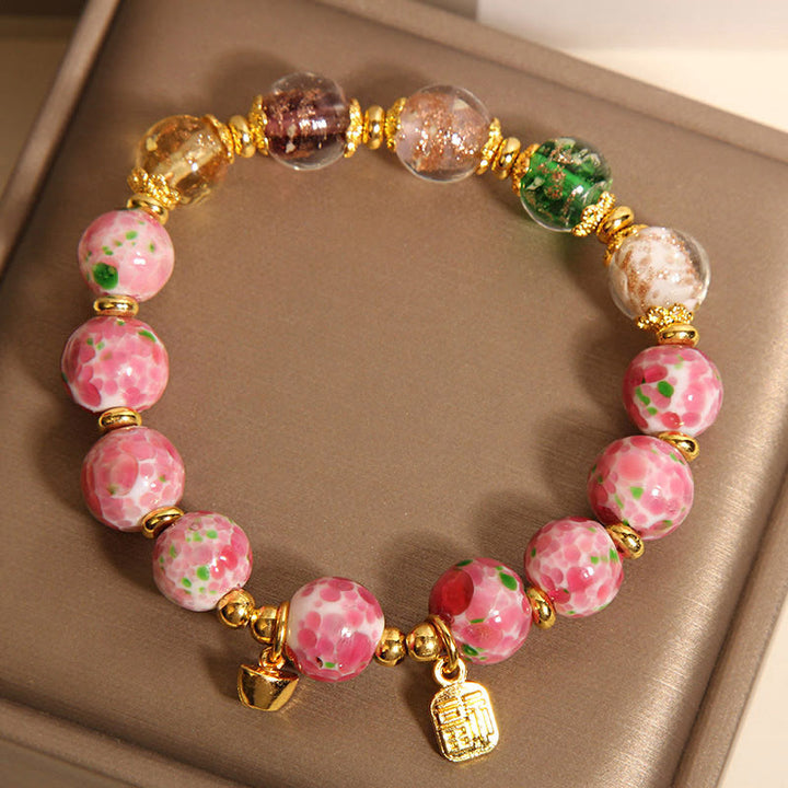 Buddha Stones Roze Liuli Armband met Fu-figuurtje - image 3