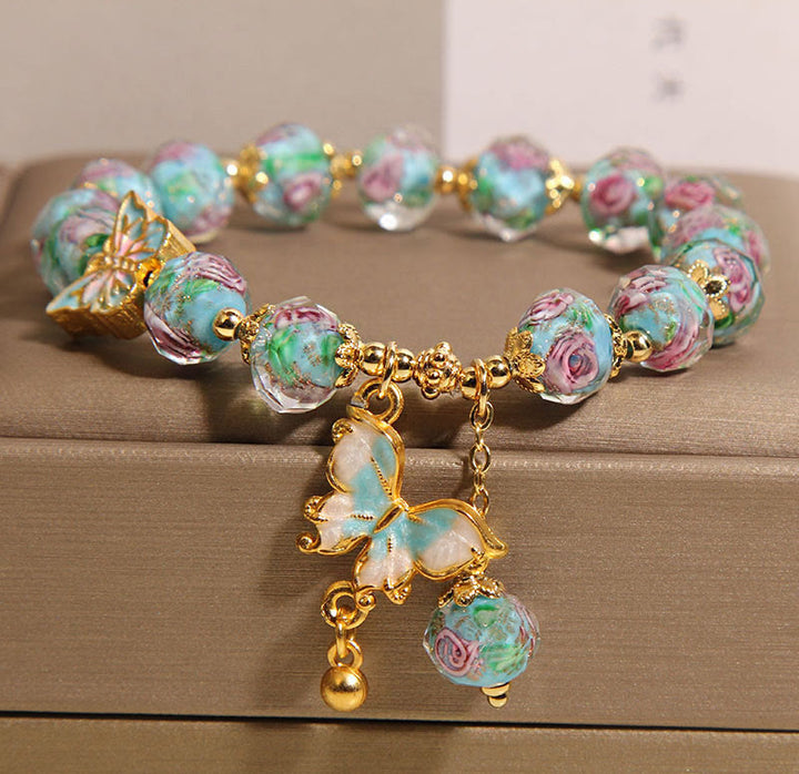 Buddha Stones Vlinderbedeltje, rozenbloem, Liuli- Armband - Blauwe Liuli (Polsomtrek: 18 cm) - image 0